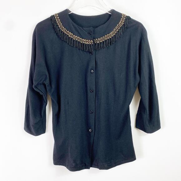 VINTAGE HERLESTAN Fringe Button Down Cardigan - Picture 6 of 6